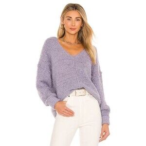 Free People Womens Sweater Purple Icing V Neck Cropped Pullover Jumper Size XS